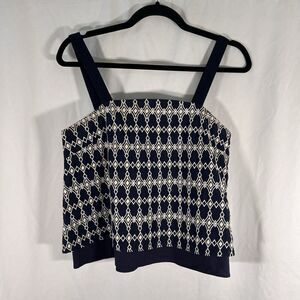 J.O.A. JOA Los Angeles Tank Top Women's Small Blue White Embroidered Sleeveless